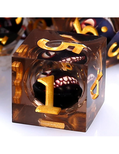 Juego de Dados Ojo de Dragón DND Maywin - 7 Piezas con Núcleo Líquido