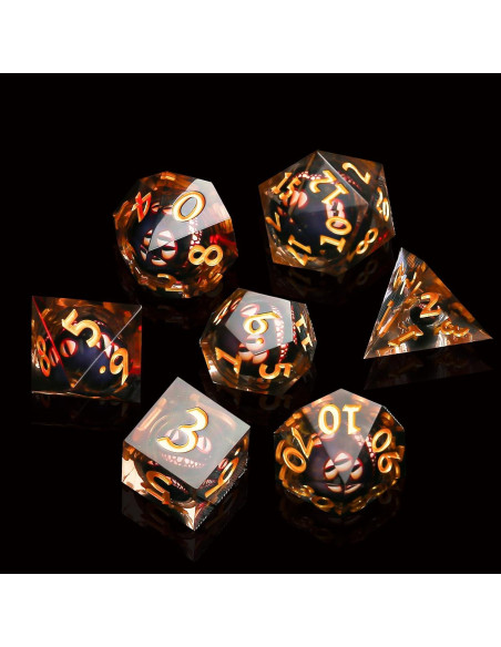 Juego de Dados Ojo de Dragón DND Maywin - 7 Piezas con Núcleo Líquido