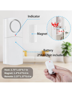 Alarma de Puerta Inalámbrica Toeeson 120DB con Control Remoto 2