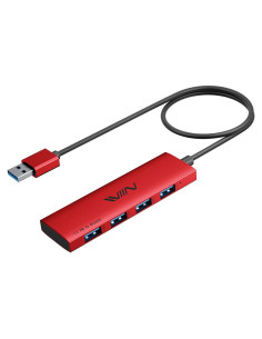 Hub USB 3.0 4 Puertos Shenzhen UA043 Rojo Adaptador Multiport