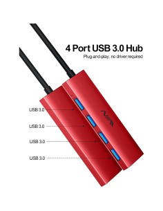 Hub USB 3.0 4 Puertos Shenzhen UA043 Rojo Adaptador Multiport 2