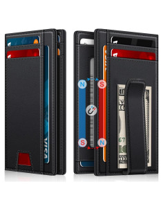 Billetera de Cuero Minimalista GTWUP Negra con Bloqueo RFID