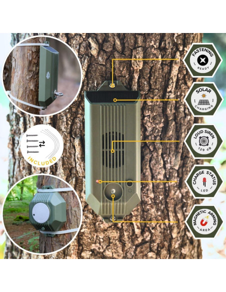 Alarma Perimetral Tactiko 2.0 Recargable 129 dB Solar USB