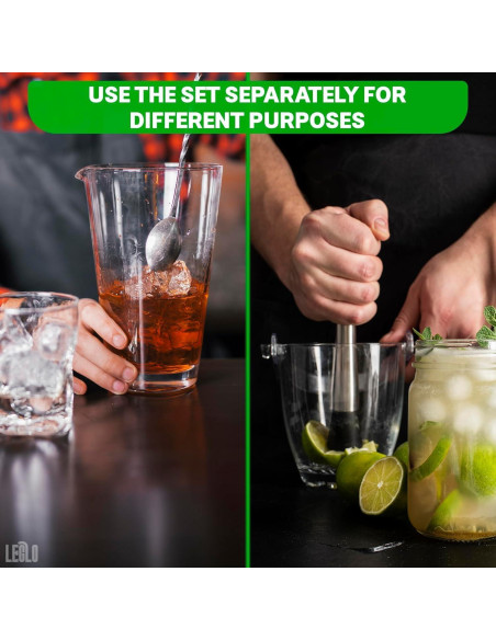 Set de Cócteles LEGLO 3 Piezas - Exprimidor, Cuchara y Muddler