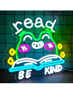 Letrero Neón LED TOPQUALI 'Lea Libros Y Sea Amable' 33.4x30.9cm 2
