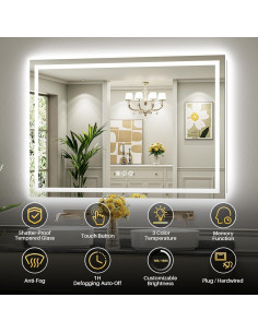 Espejo de Baño LED Briivue 60x91 cm Antivaho Iluminado 2