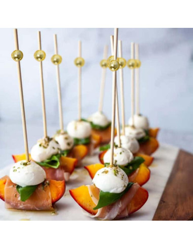 100 Palillos de Bambú Dorados AIPNUN para Aperitivos 11.94 cm