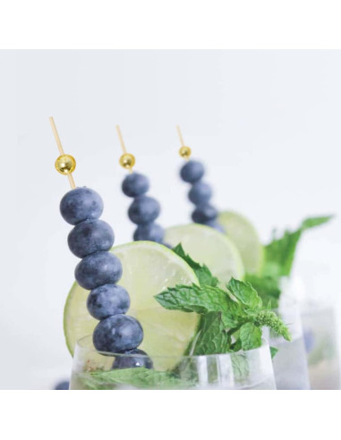 100 Palillos de Bambú Dorados AIPNUN para Aperitivos 11.94 cm