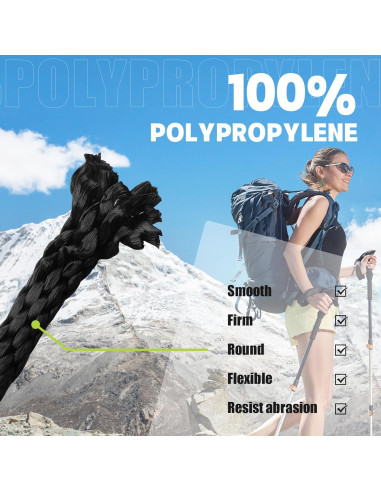 Cuerda Trenzada de Polipropileno SDLTHR 30.48m 9.5mm Negra