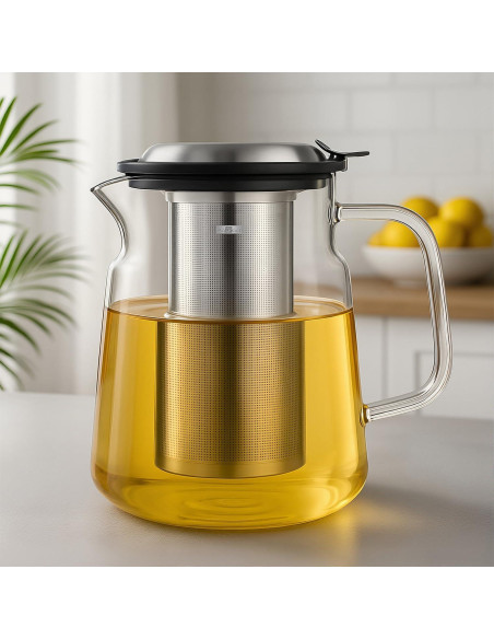 Tetera de Vidrio Aquach 1.68L con Infusor Acero Inoxidable