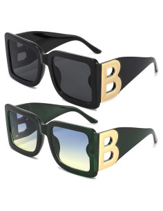 Gafas de sol cuadradas PORADAY UV400 unisex marco negro