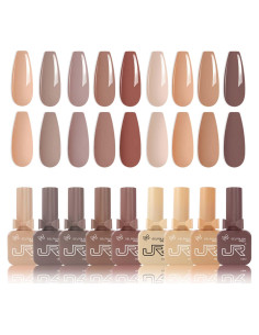 Set de Esmalte de Uñas en Gel JR 9pcs 15ml Tonos Tierra