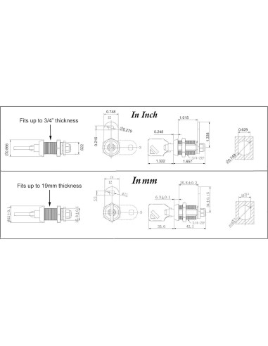 Cerradura Cam Tubular 25mm Admiral Locks Cromo 1 Unidad