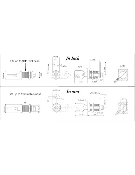 Cerradura Cam Tubular 25mm Admiral Locks Cromo 1 Unidad