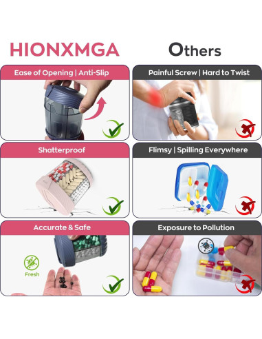 Dispensador de Pastillas HIONXMGA Grande 7 Compartimentos Rosa