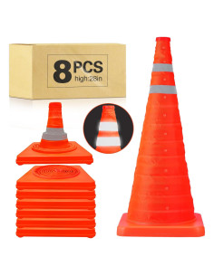 Conos de Seguridad Plegables TENKAIWICK 28" Naranjas - 8 Piezas