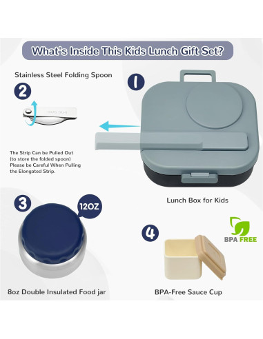 Caja de Almuerzo Bento Aimsnk para Niños 1.5L con Termo 355ml