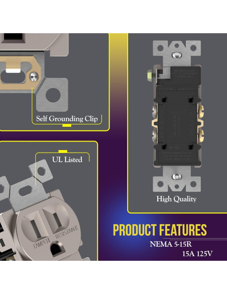 Enchufe Doble ENERLITES 61580-TR-NK 15A 125V Niquel