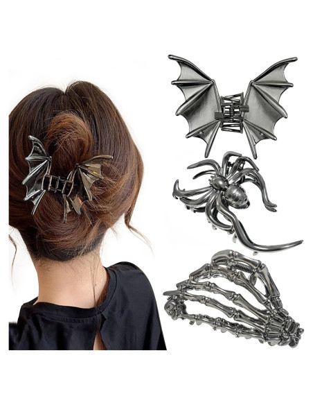 3 Clips de Pelo de Metal en Forma de Araña Parcce - 8.4 a 11.2 cm
