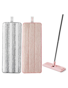 Almohadillas de Reemplazo JOYMOOP para Mopa Plana 33x12cm - 2 Pcs Rayas y Rosa