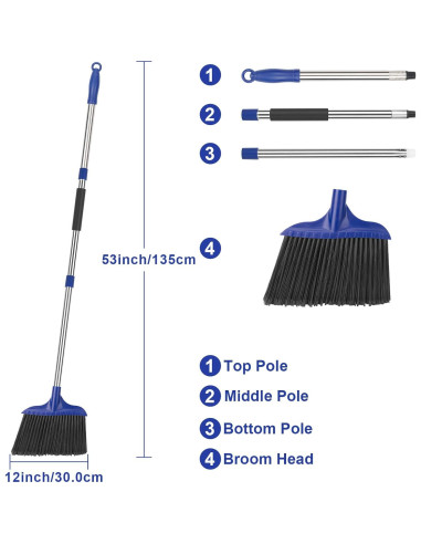 Escoba Angular Pesada KeFanta 6 Paquete Azul 135 cm