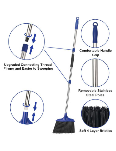 Escoba Angular Pesada KeFanta 6 Paquete Azul 135 cm