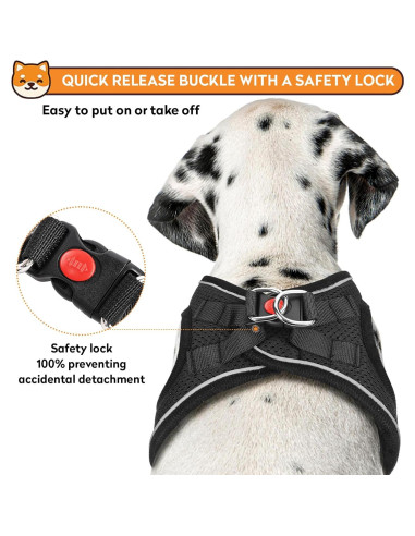 Arnés Reflectante para Perros PWOD XXS Negro Carbón