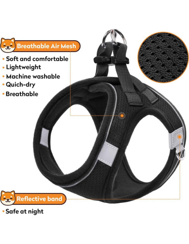 Arnés Reflectante para Perros PWOD XXS Negro Carbón
