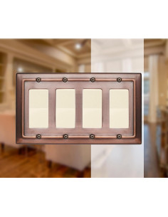 Placa de Pared Rocker 4 Gang Monarca Abode Cobre Antiguo 2