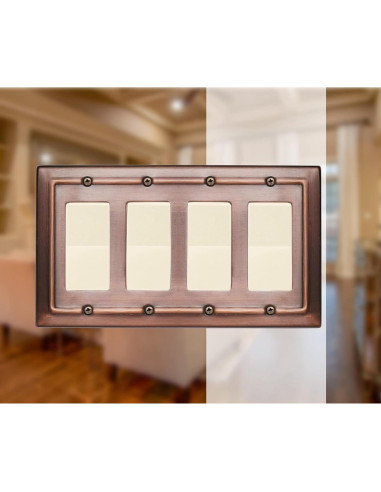 Placa de Pared Rocker 4 Gang Monarca Abode Cobre Antiguo