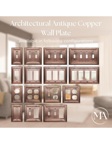 Placa de Pared Rocker 4 Gang Monarca Abode Cobre Antiguo