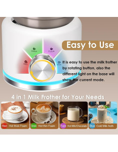 Espumador de Leche Eléctrico ByNaRIX 500 ml 4 en 1 Blanco 2