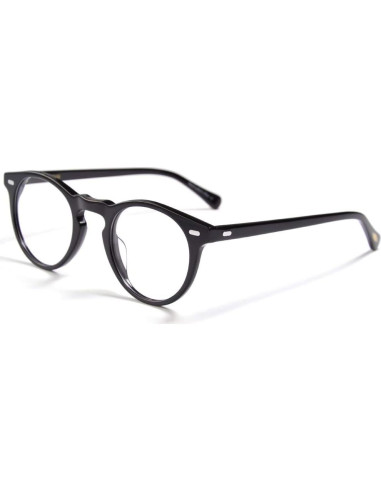 Gafas Redondas Vintage Acetato Hombres 47mm Negro