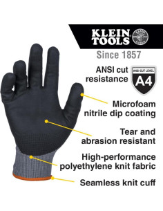Guantes de Trabajo Klein Tools 60587, Nitrilo A4, 2 Pares 2