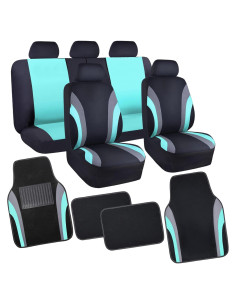 Fundas de Asiento CAR PASS Juego Completo Universal Negro y Menta