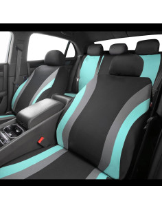 Fundas de Asiento CAR PASS Juego Completo Universal Negro y Menta 2