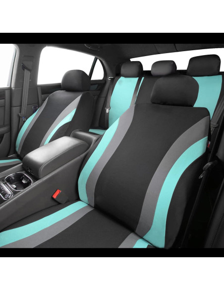 Fundas de Asiento CAR PASS Juego Completo Universal Negro y Menta