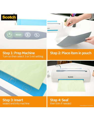 Fundas de Laminado Térmico Scotch 3 Mil Tamaño Carta 200/Paq