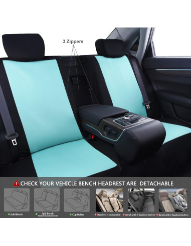 Fundas de Asiento CAR PASS Juego Completo Universal Negro y Menta