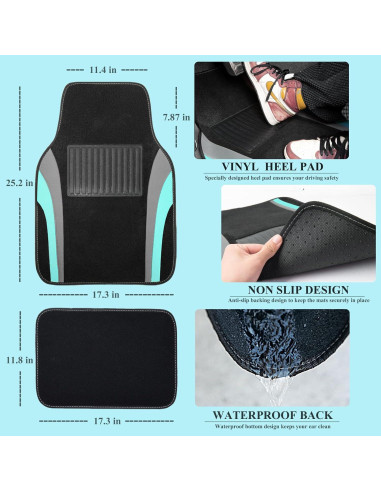 Fundas de Asiento CAR PASS Juego Completo Universal Negro y Menta