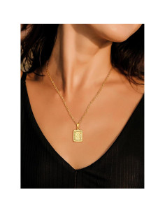Collar Inicial Cuadrado U7 Baño de Oro/Platino 3.2x1.6cm 2