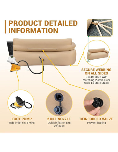 Sofá Inflable Doble KingCamp 174x85 cm PVC Ecológico