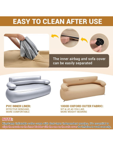Sofá Inflable Doble KingCamp 174x85 cm PVC Ecológico