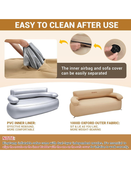Sofá Inflable Doble KingCamp 174x85 cm PVC Ecológico