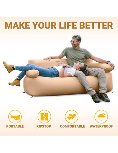 Sofá Inflable Doble KingCamp 174x85 cm PVC Ecológico