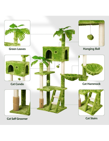 Árbol para Gatos Meecal 165 cm con Rascador y Hamaca