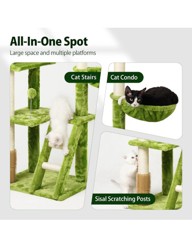Árbol para Gatos Meecal 165 cm con Rascador y Hamaca