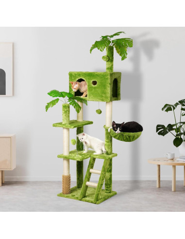 Árbol para Gatos Meecal 165 cm con Rascador y Hamaca