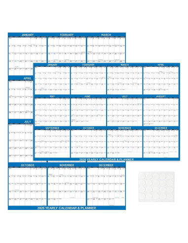 Calendario de Pared Borrable Kuraoyan 2026 81x122 cm Azul