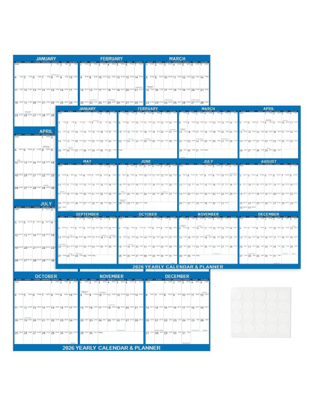 Calendario de Pared Borrable Kuraoyan 2026 81x122 cm Azul